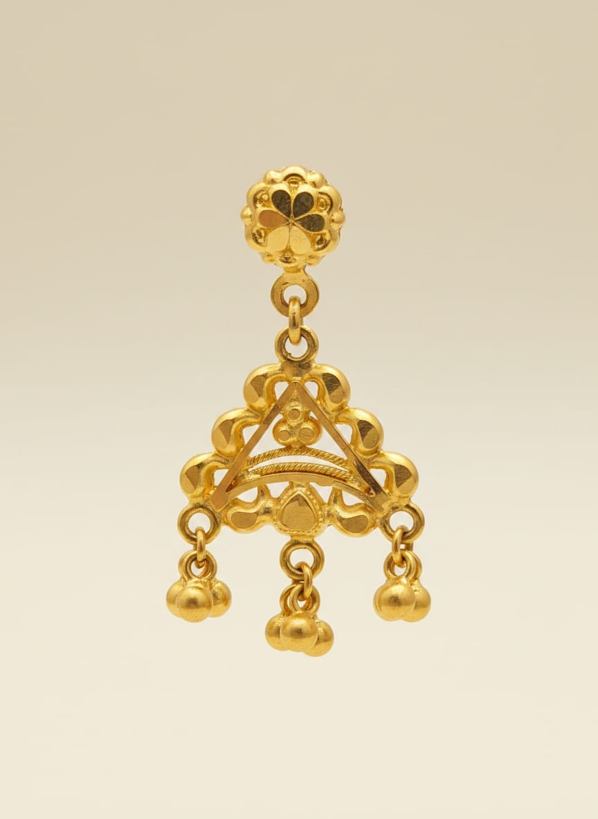 22 Karat Gold Traditional Triangle Drop Earrings – 5.12g