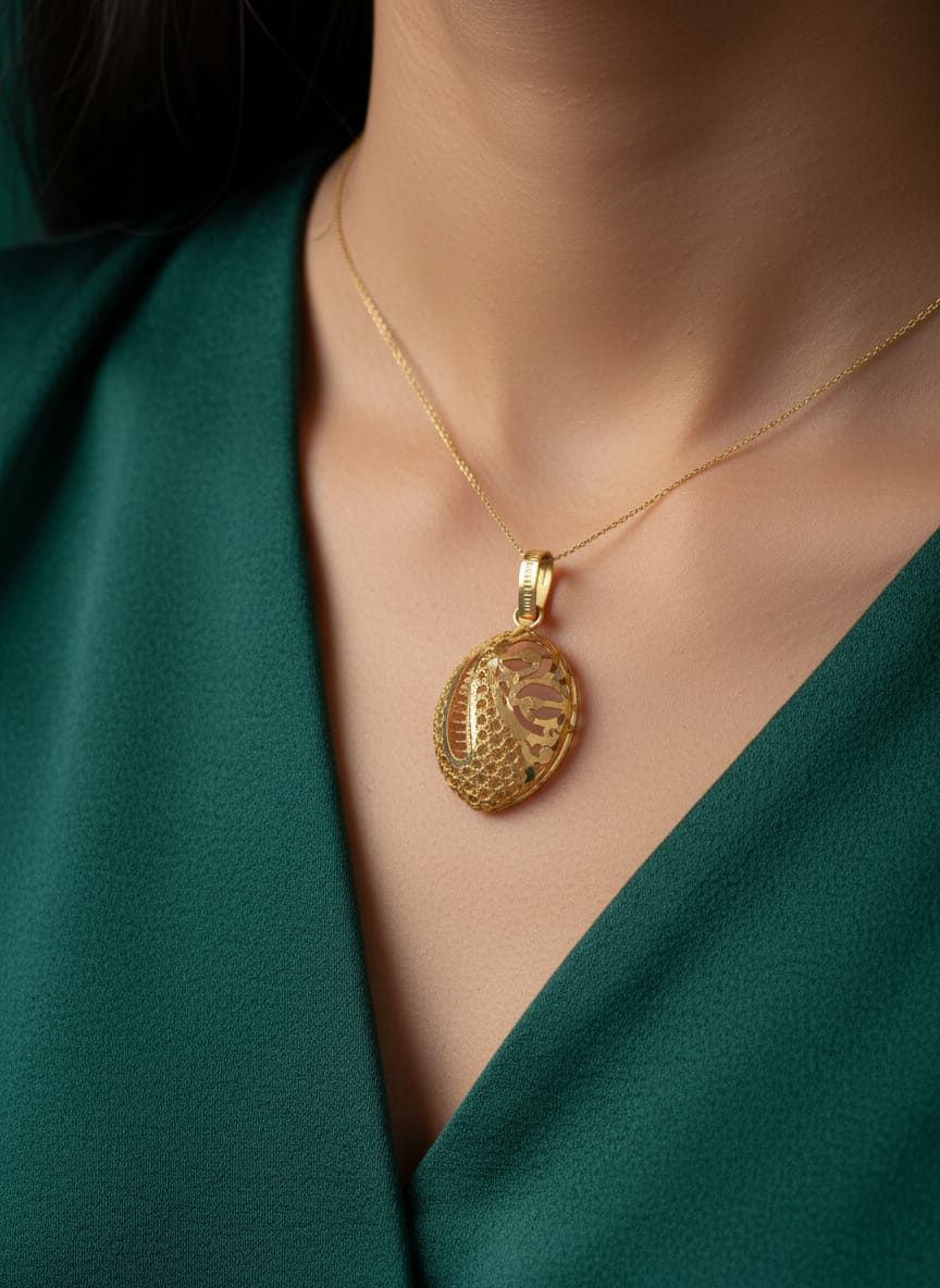 21K Gold Elegant Oval Pendant – 2.67g