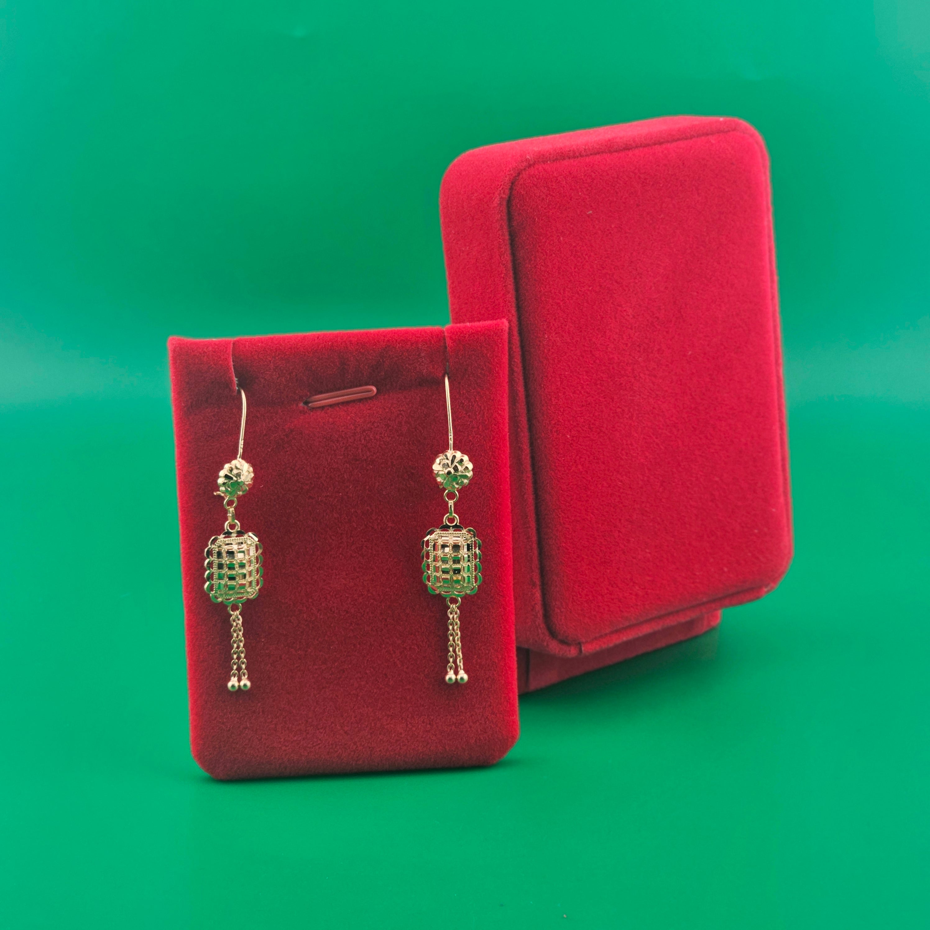 21Karat Gold Textured Lantern Drop Earrings – 3.38g