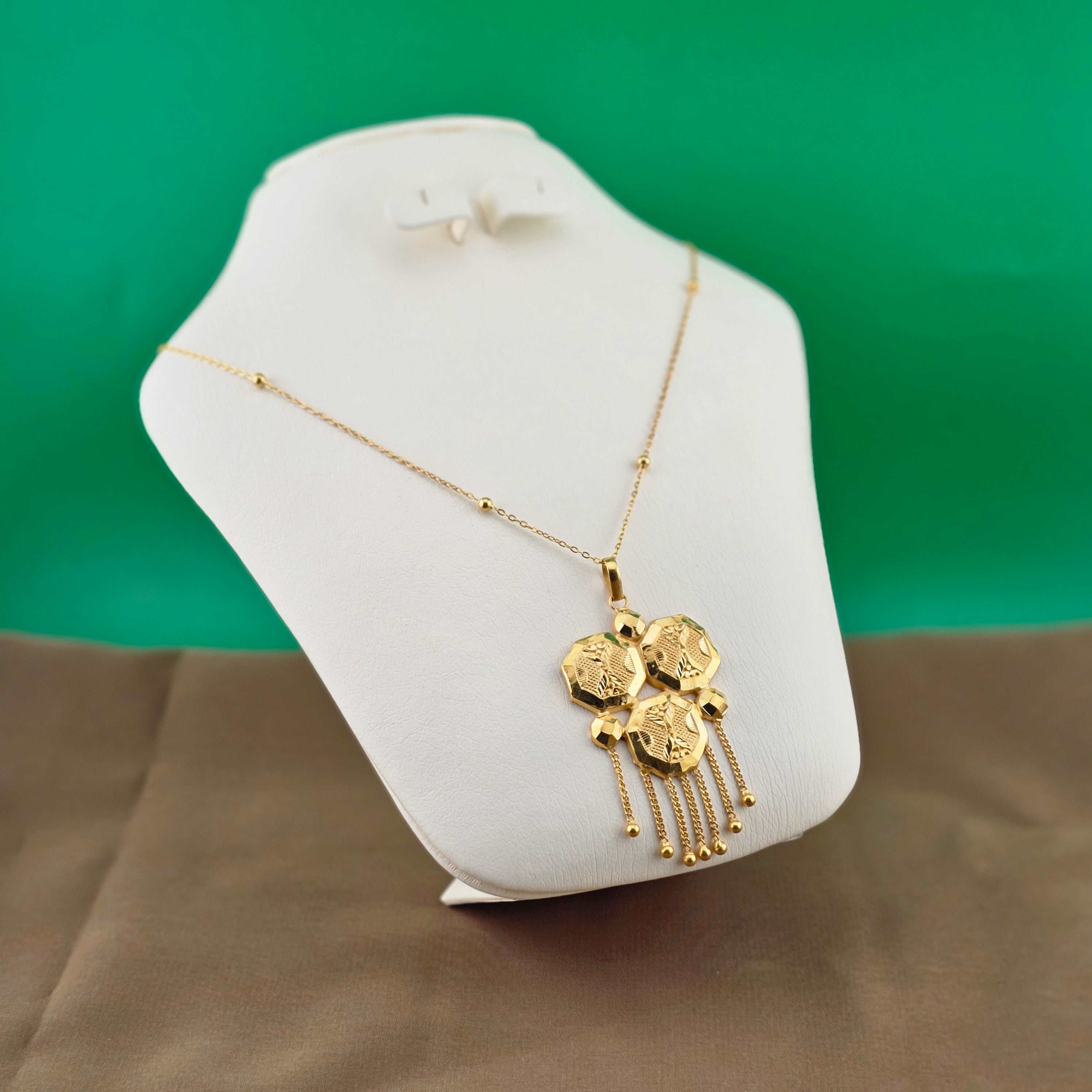 21Karat Gold Hexa Coin Cascade Pendant – 3.67g