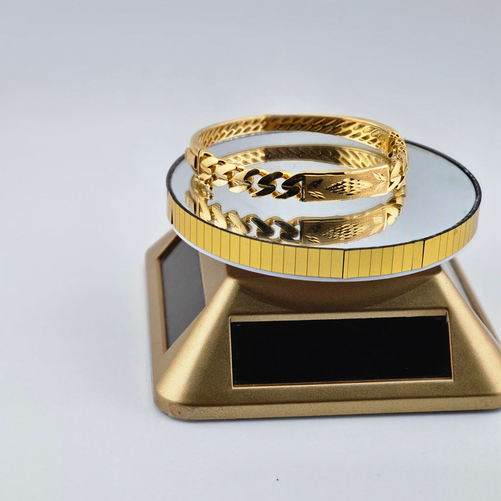 21Karat Gold Textured Double Bangle Set – 17.04g