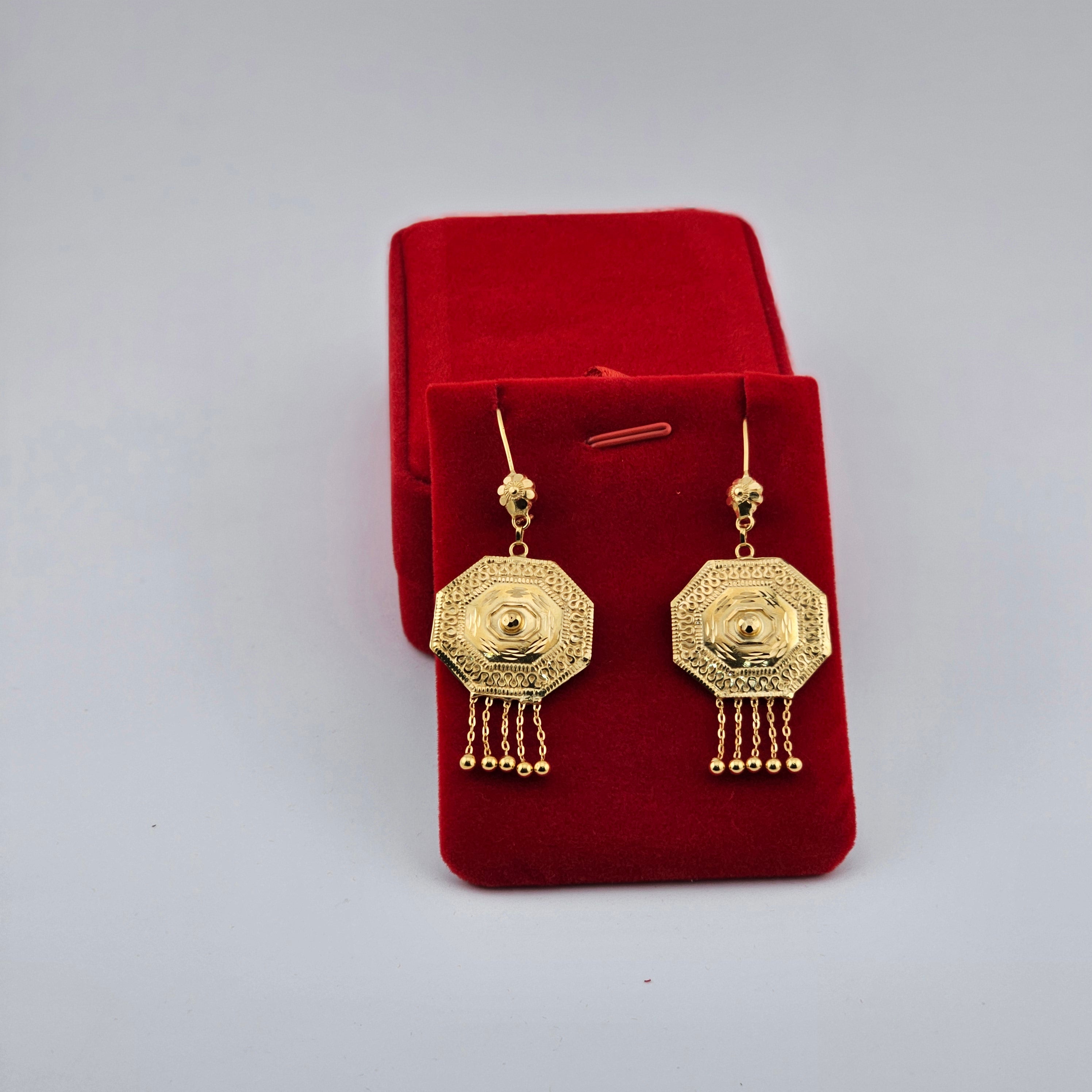 21 Karat Gold Octagonal Design Earrings – 5.03g