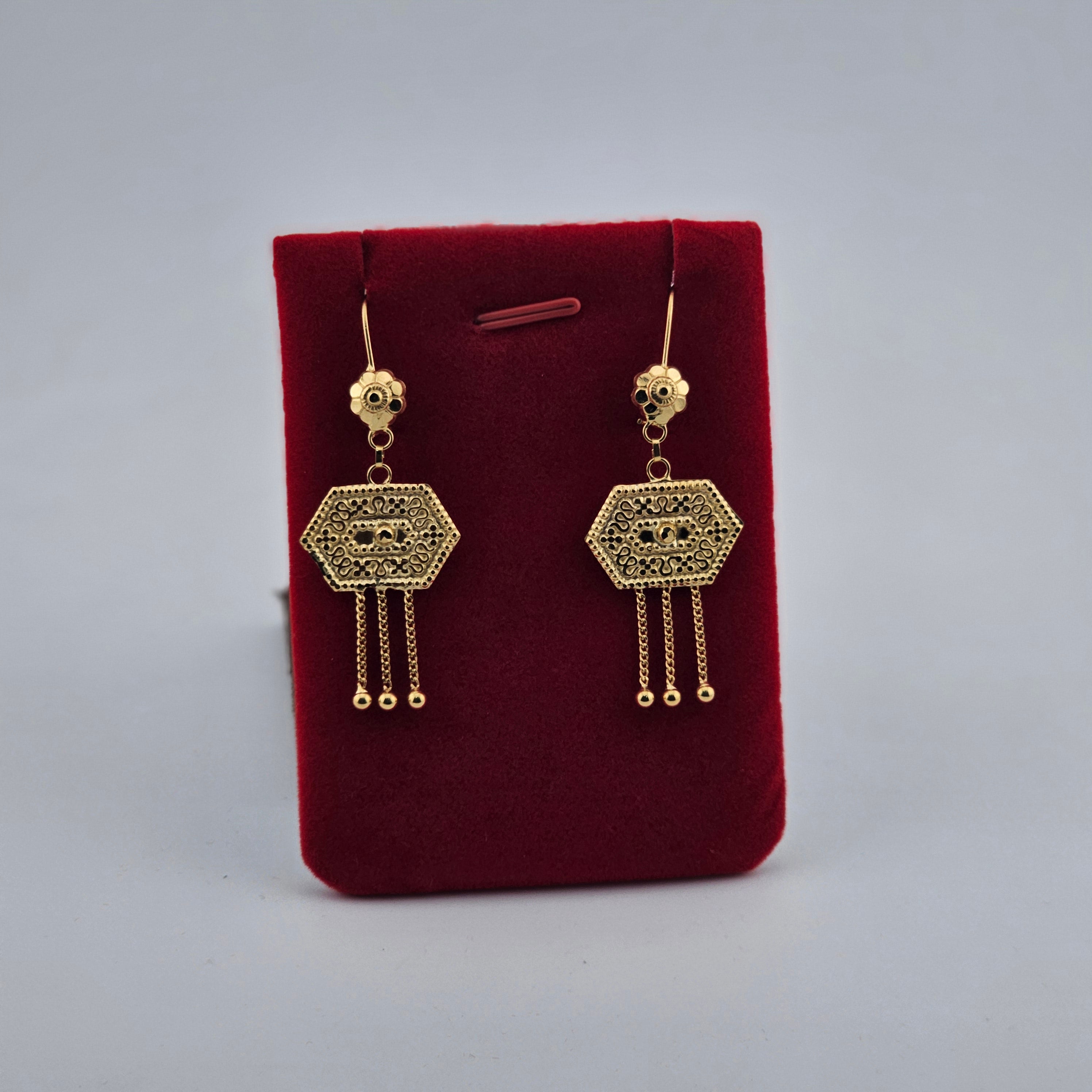21 Karat Gold Hexagonal Drop Earrings – 3.55g