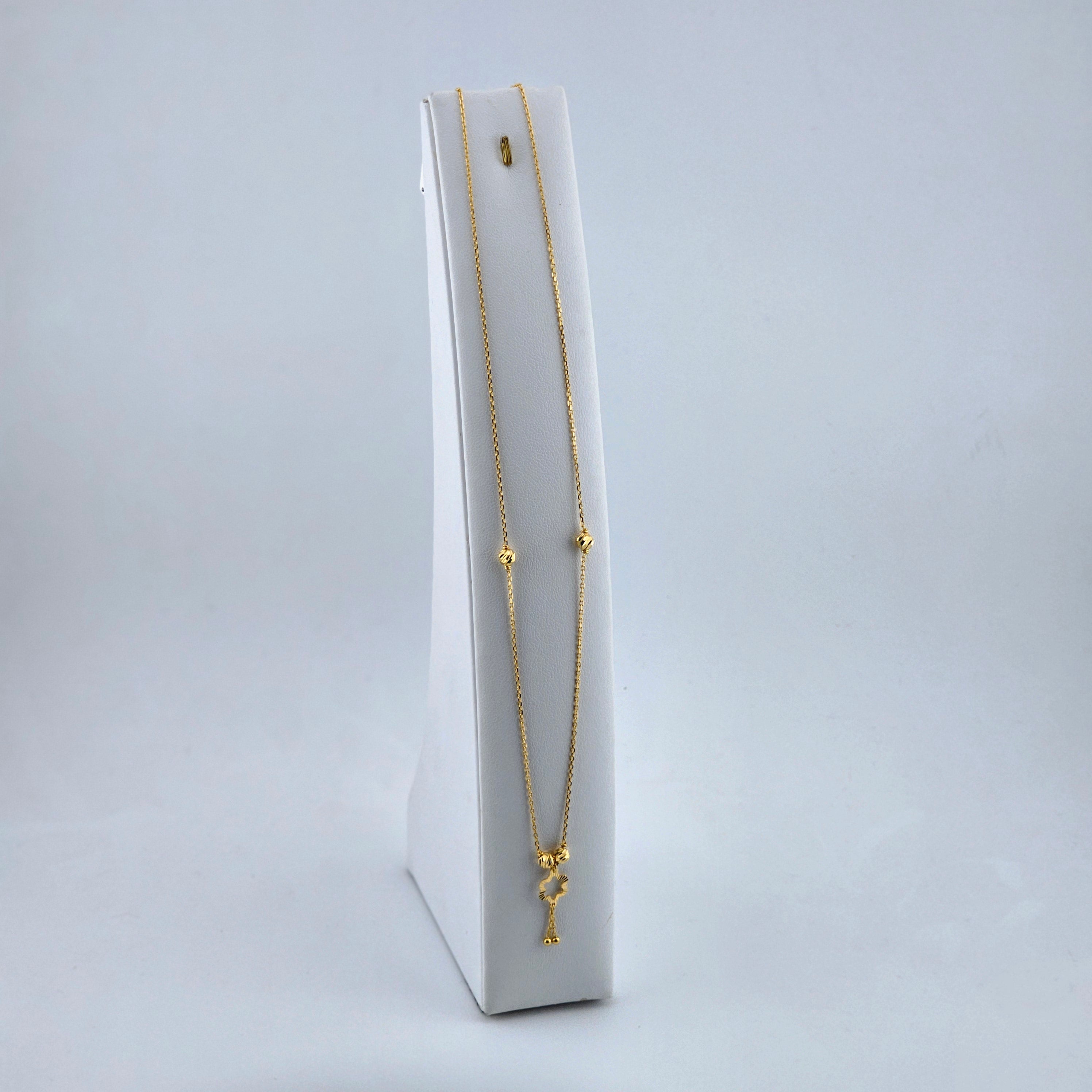 21 Karat Gold Petite Floral Drop Necklace – 2.94g