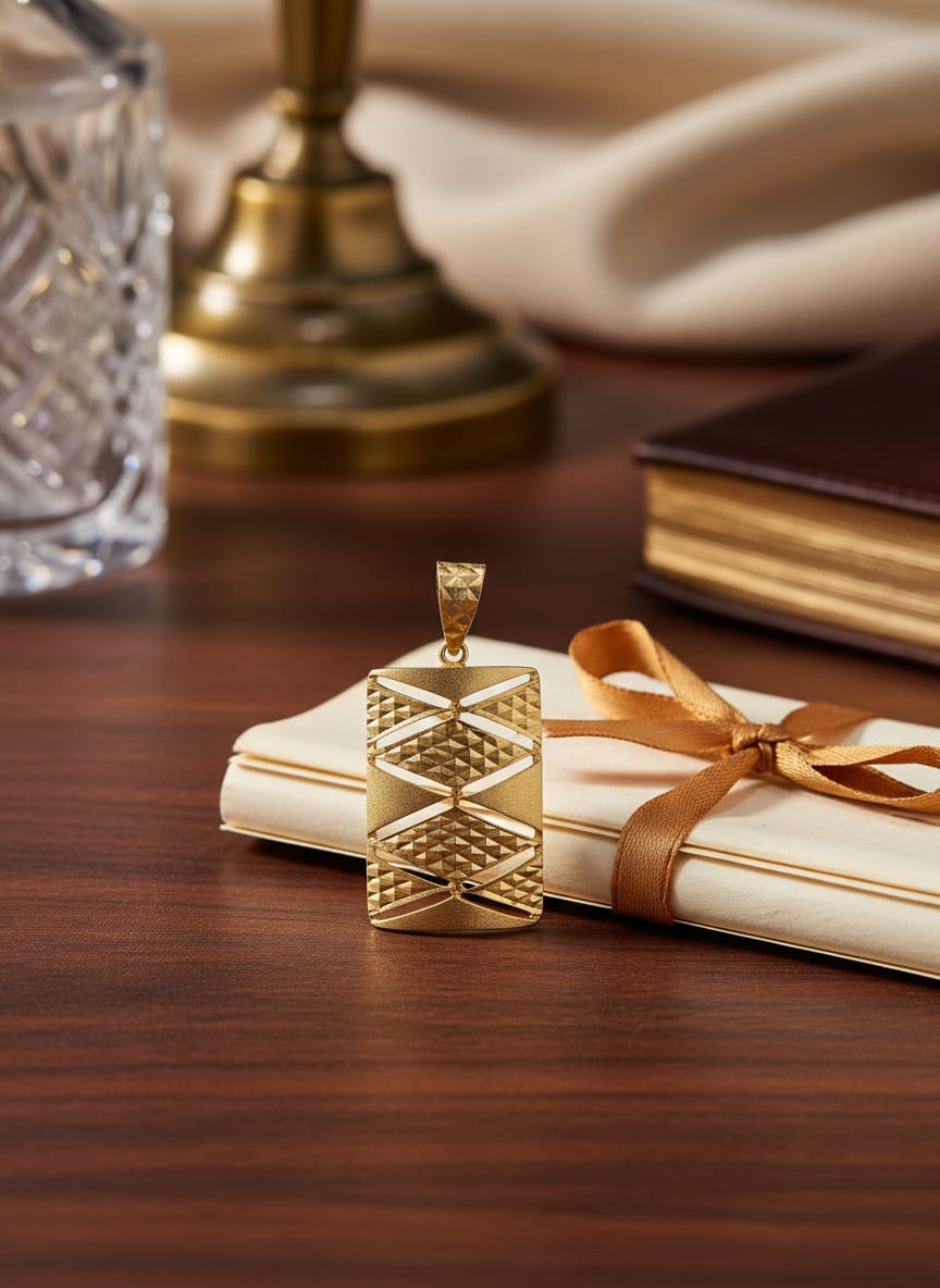 21K Gold Geometric Bar Pendant – 2.37g