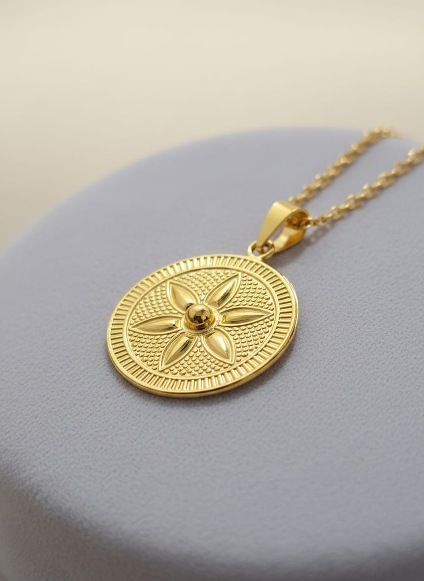 21 Karat Gold Floral Medallion Pendant – 1.97g