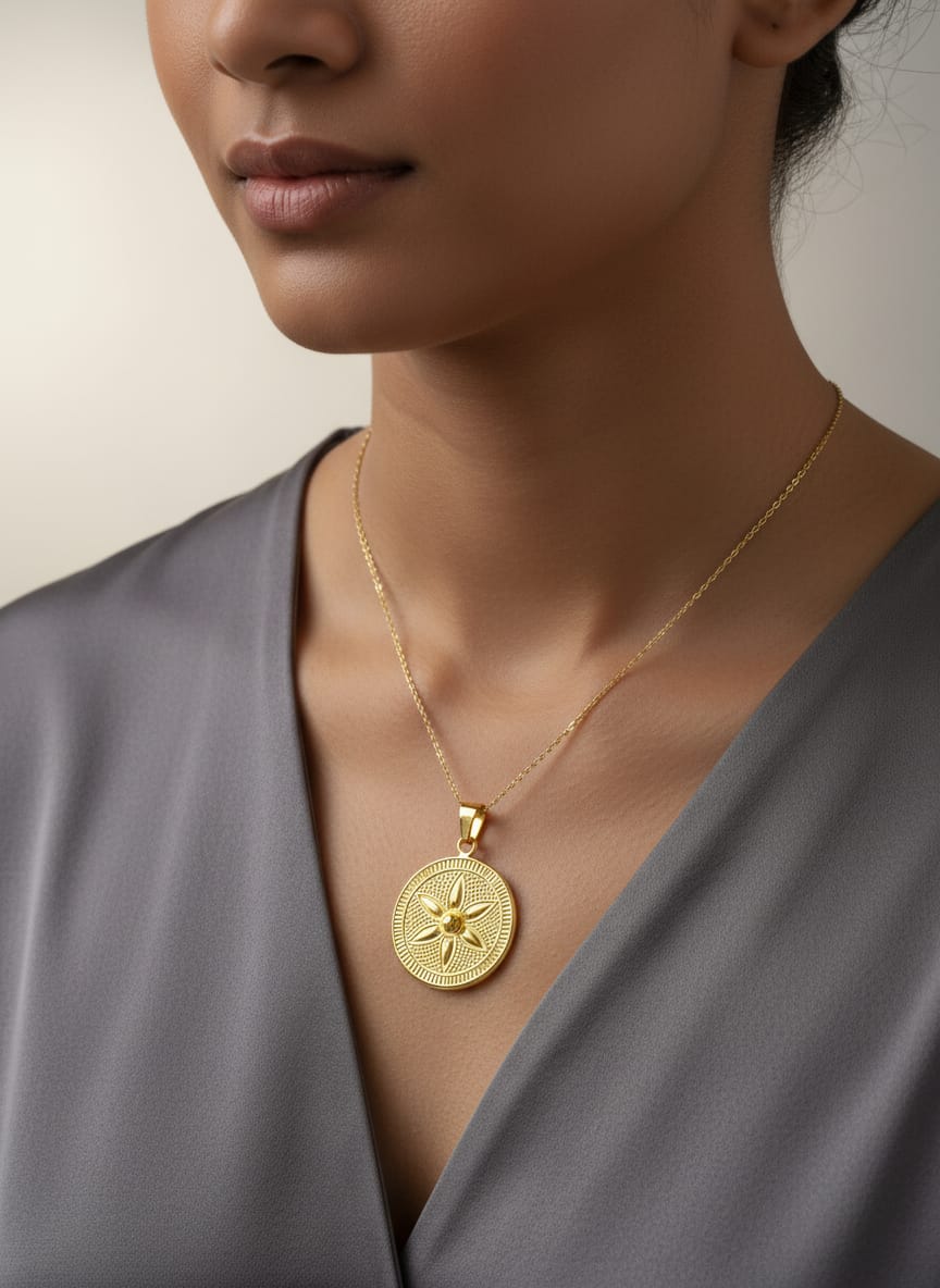 21 Karat Gold Floral Medallion Pendant – 1.97g
