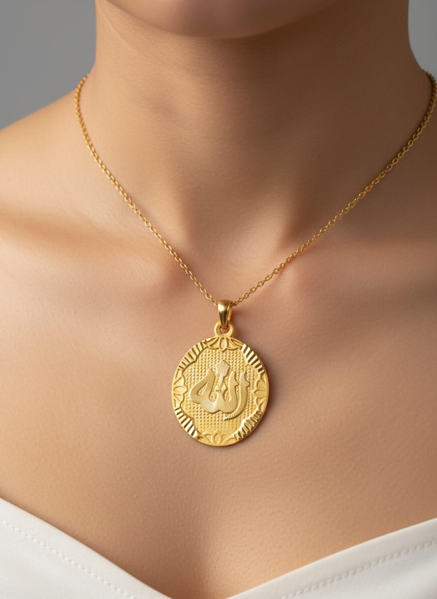 21 Karat Gold Allah Calligraphy Coin Pendant – 3.33g