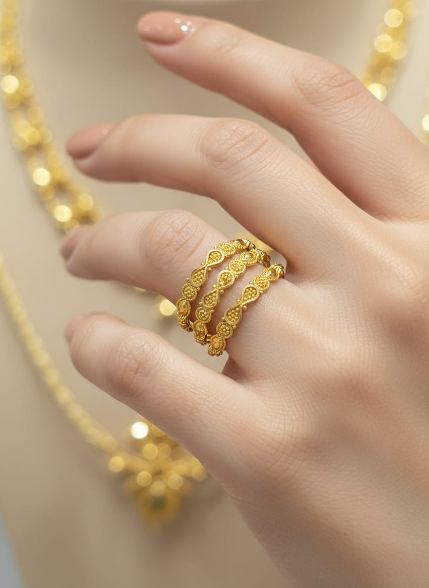 22 Karat Gold Multi Band Connected Ring – 3.98g