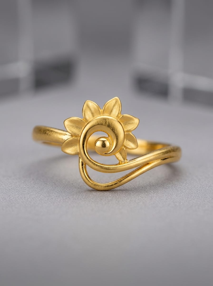 22 Karat Gold Floral Swirl Ring – 2.96g
