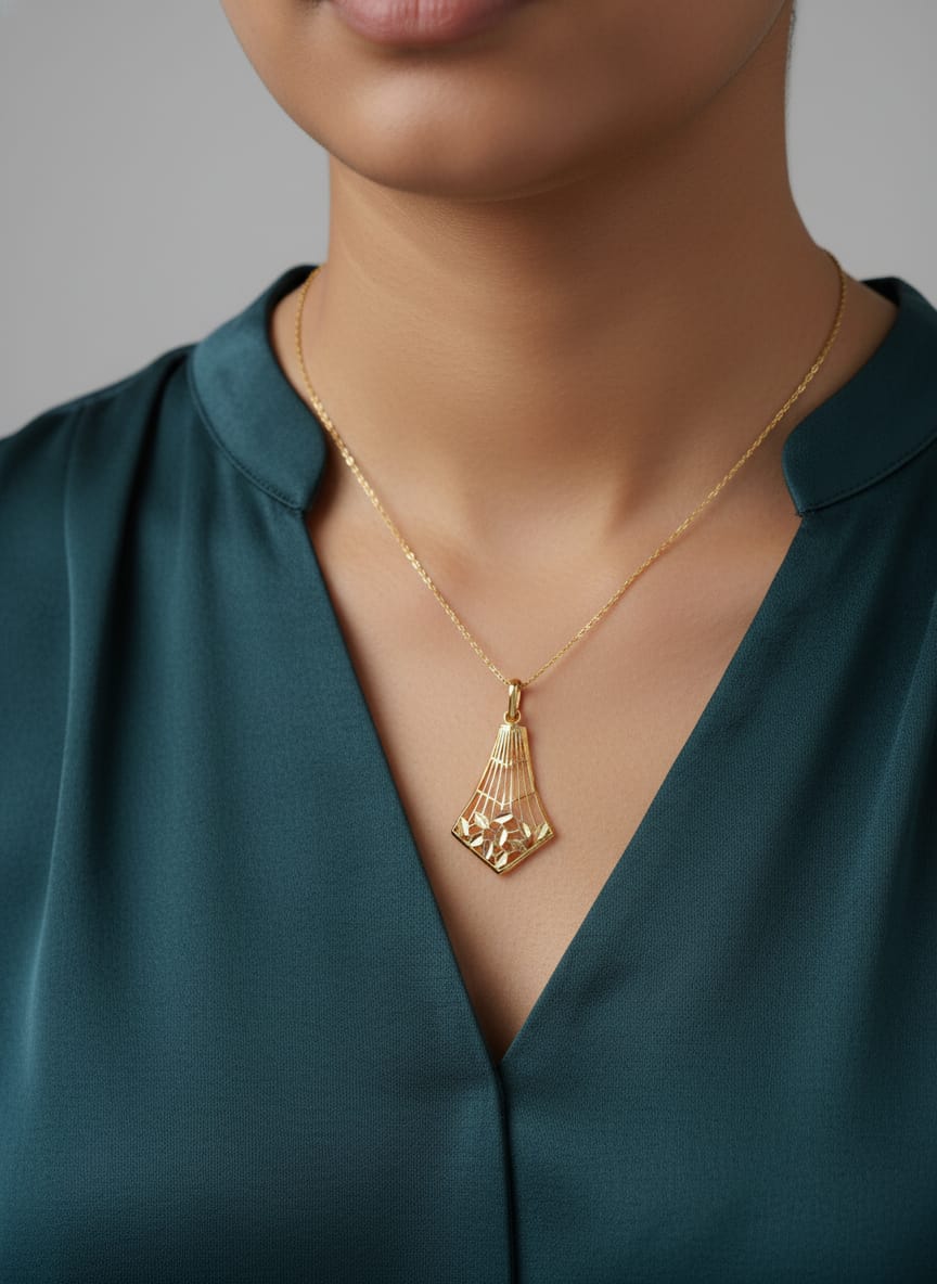 21K Gold Geometric Elegance Pendant – 2.22g