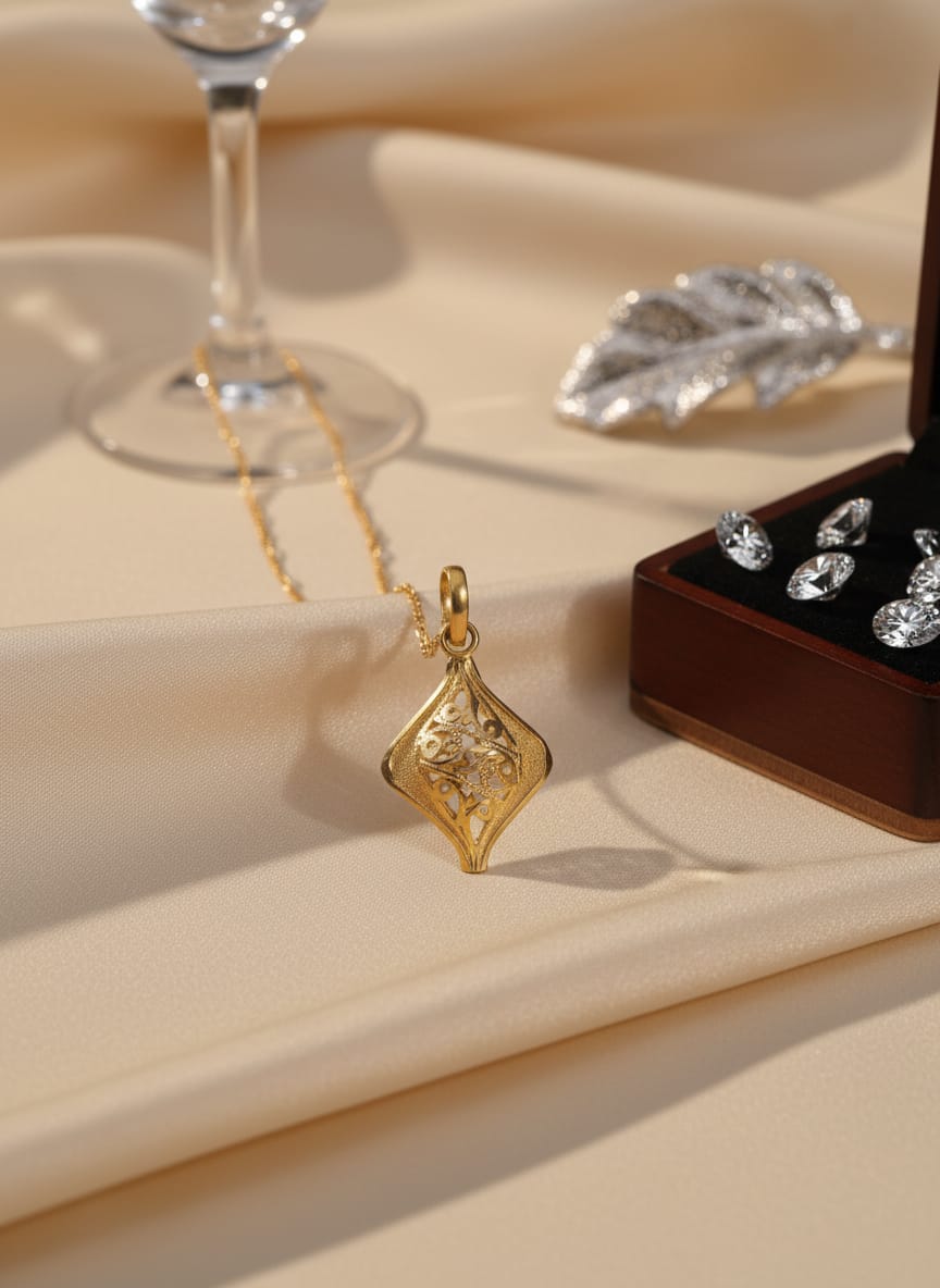 21K Gold Artistic Filigree Pendant – 1.49g