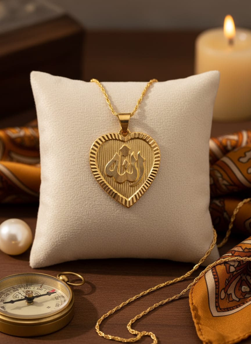 21K Gold Allah Heart Pendant – 2.40g