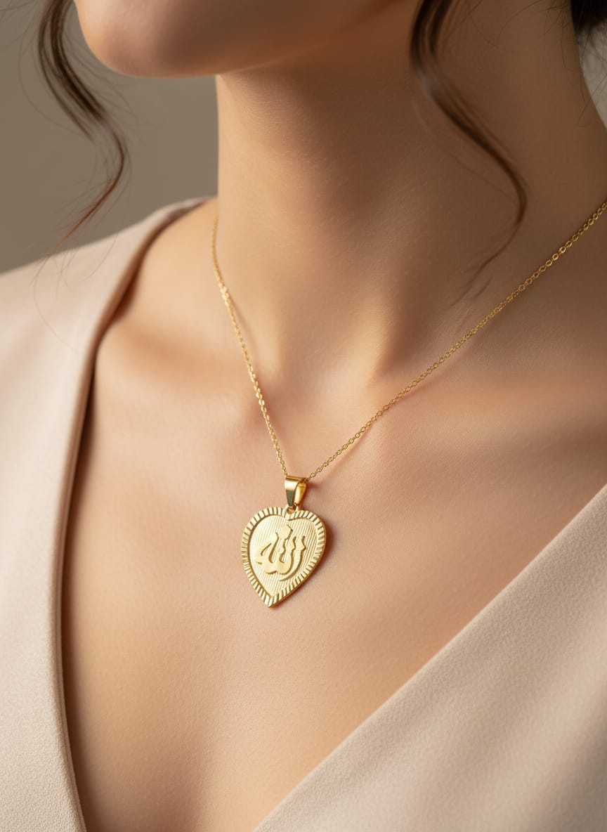 21K Gold Allah Heart Pendant – 2.40g