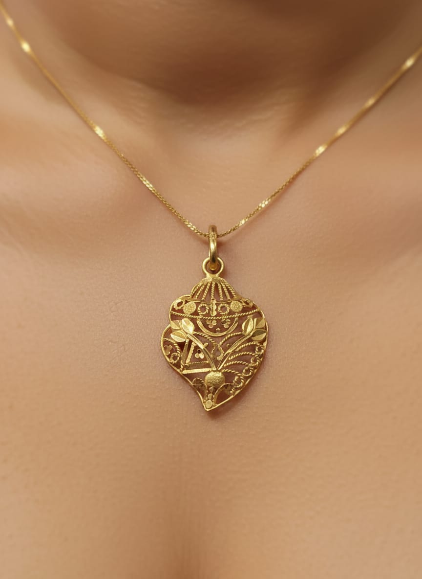21K Gold Ornamental Heart Pendant – 2.02g