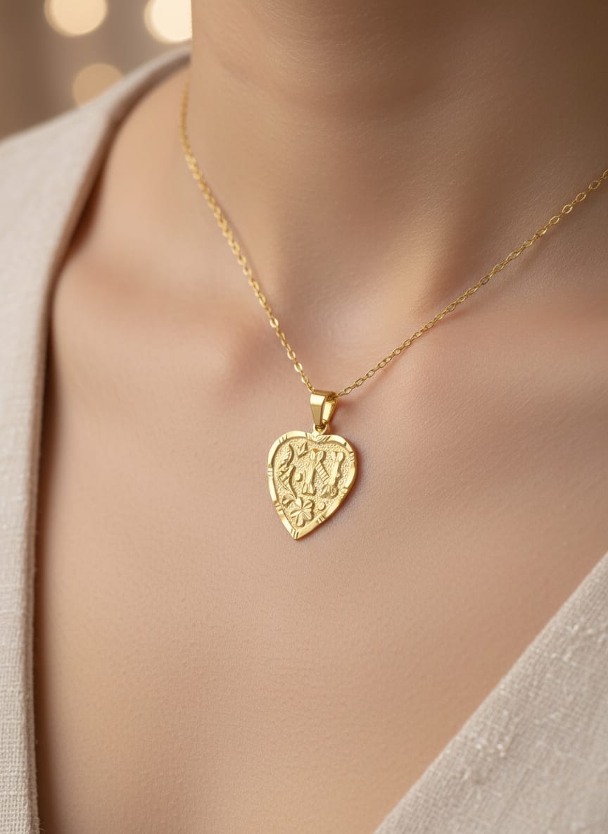 21K Gold Heart Initial Pendant – 0.75g