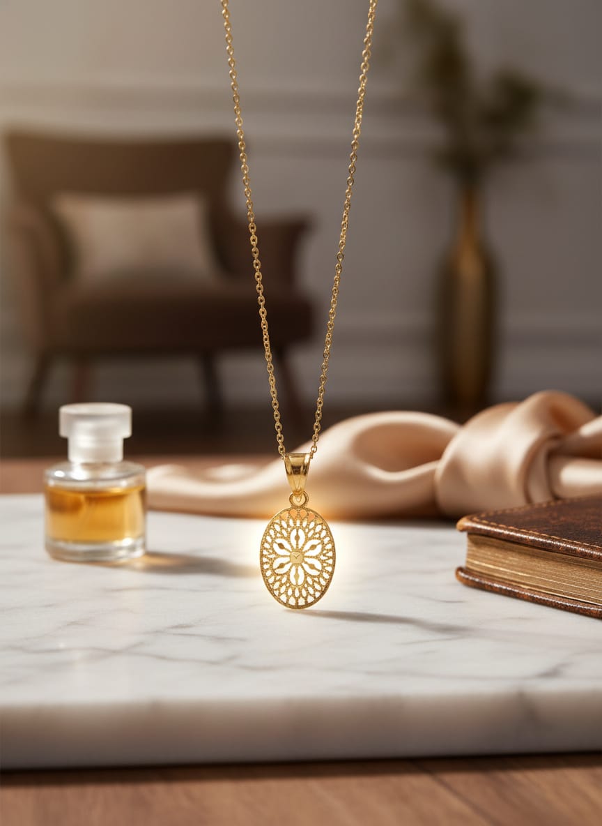 21K Gold Floral Lace Pendant – 0.42g