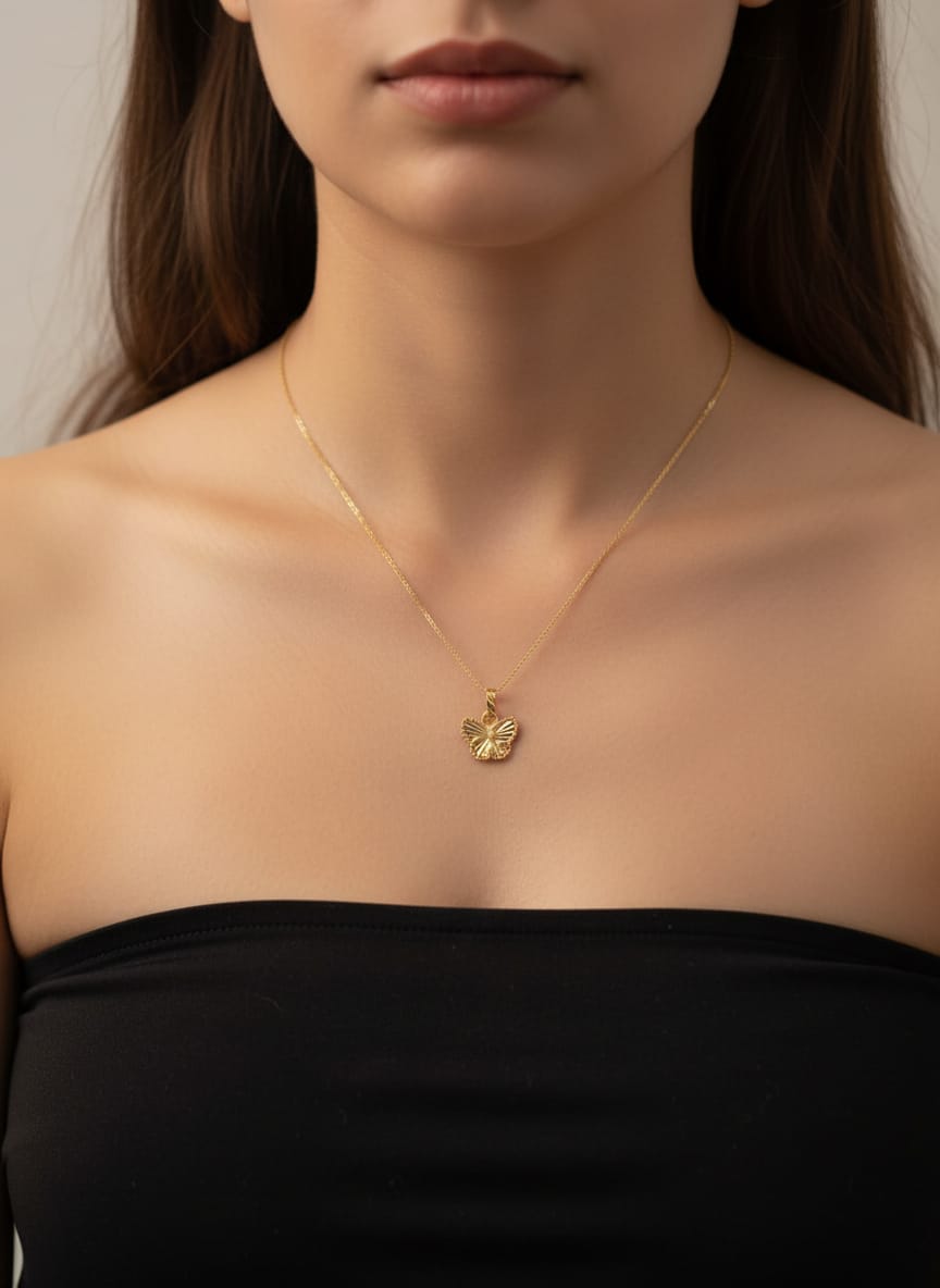 21K Gold Butterfly Cutwork Pendant – 0.63g