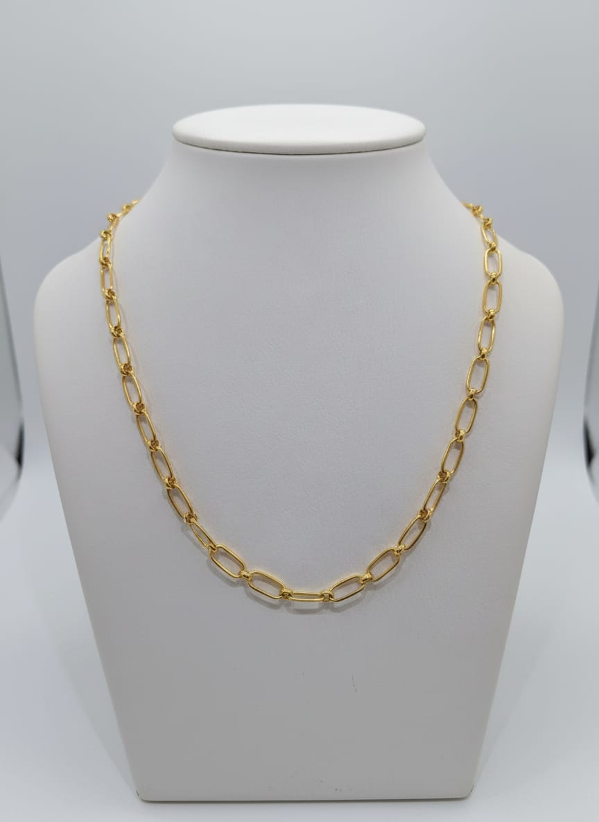 22K Gold Modern Oval Link Necklace – 18.99g