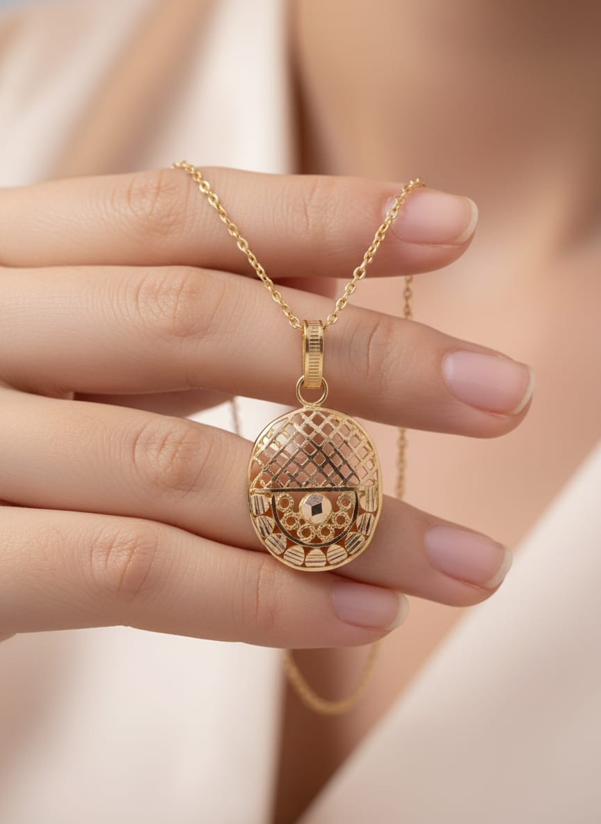 21K Gold Textured Oval Pendant – 1.68g