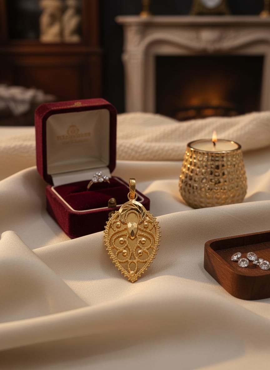 21K Gold Peacock Leaf Pendant – 3.31g