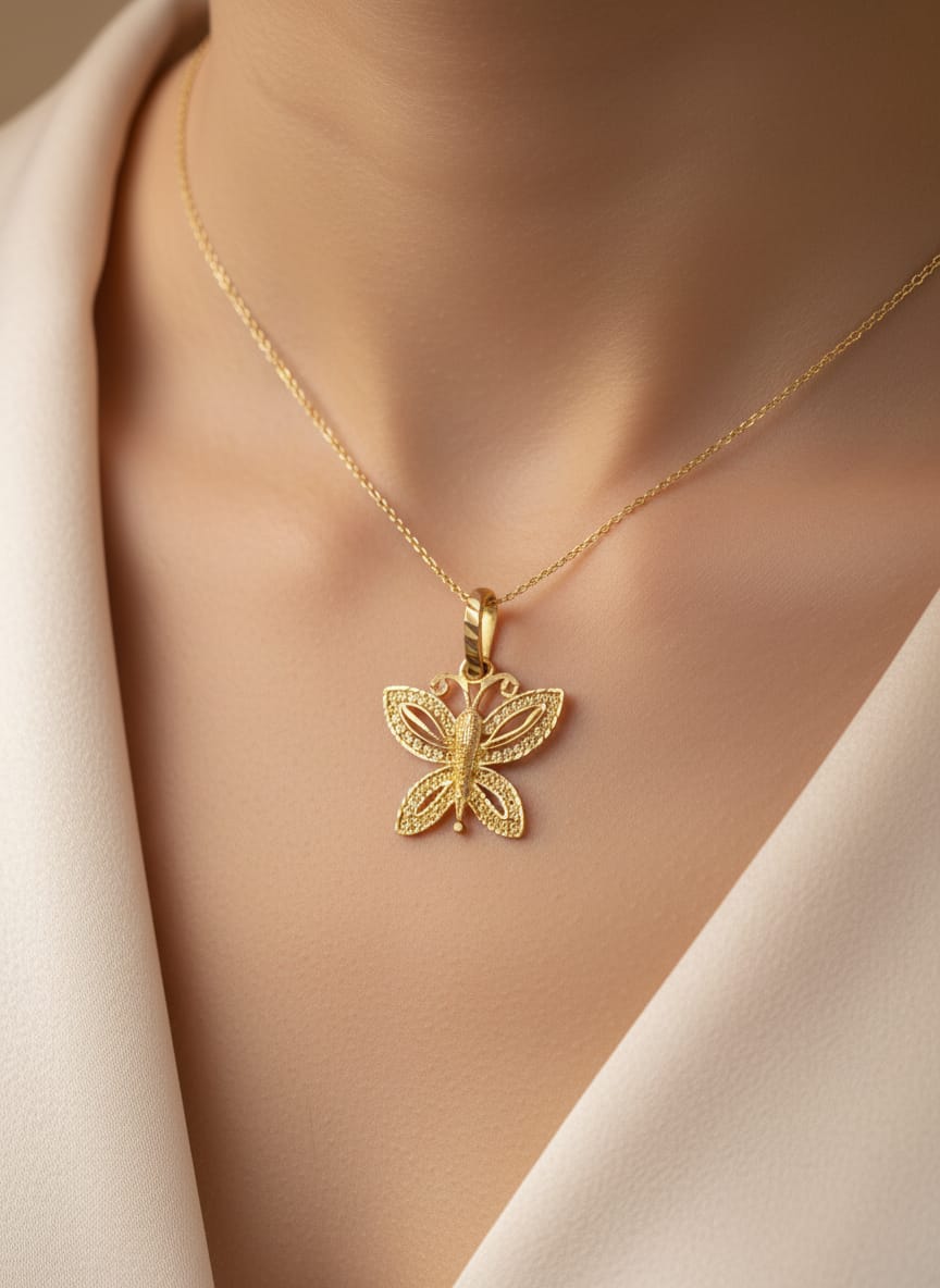 21K Gold Butterfly Grace Pendant – 2.67g