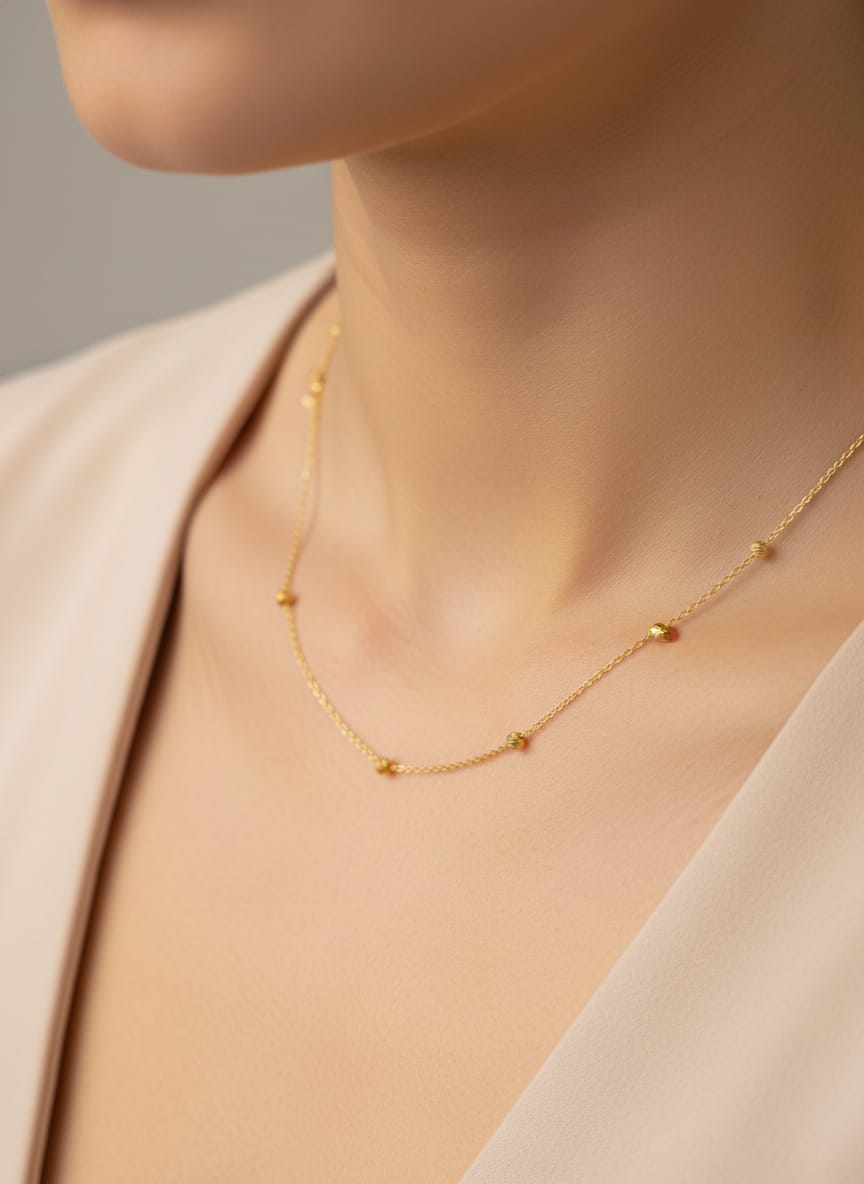 22K Gold Minimal Satellite Necklace – 1.73g