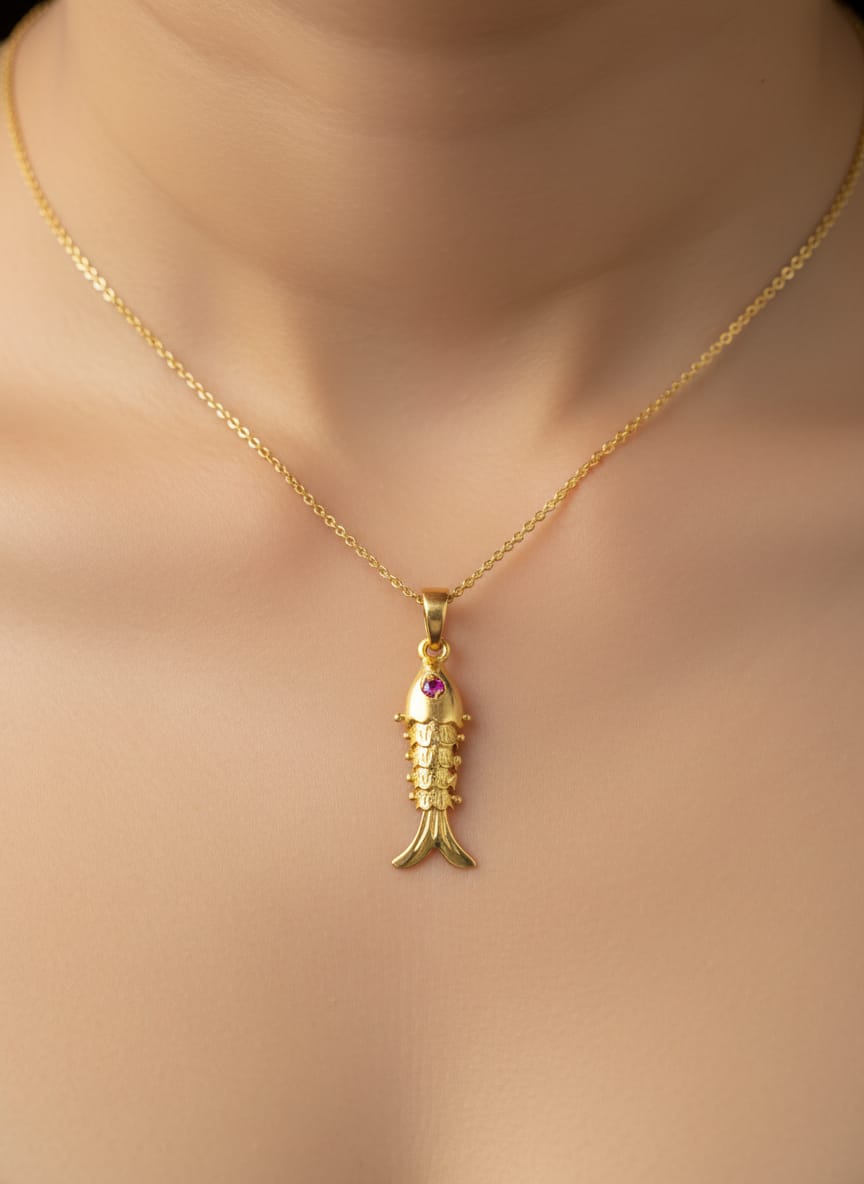 22K Gold Sculpted Fish Pendant – 2.02g