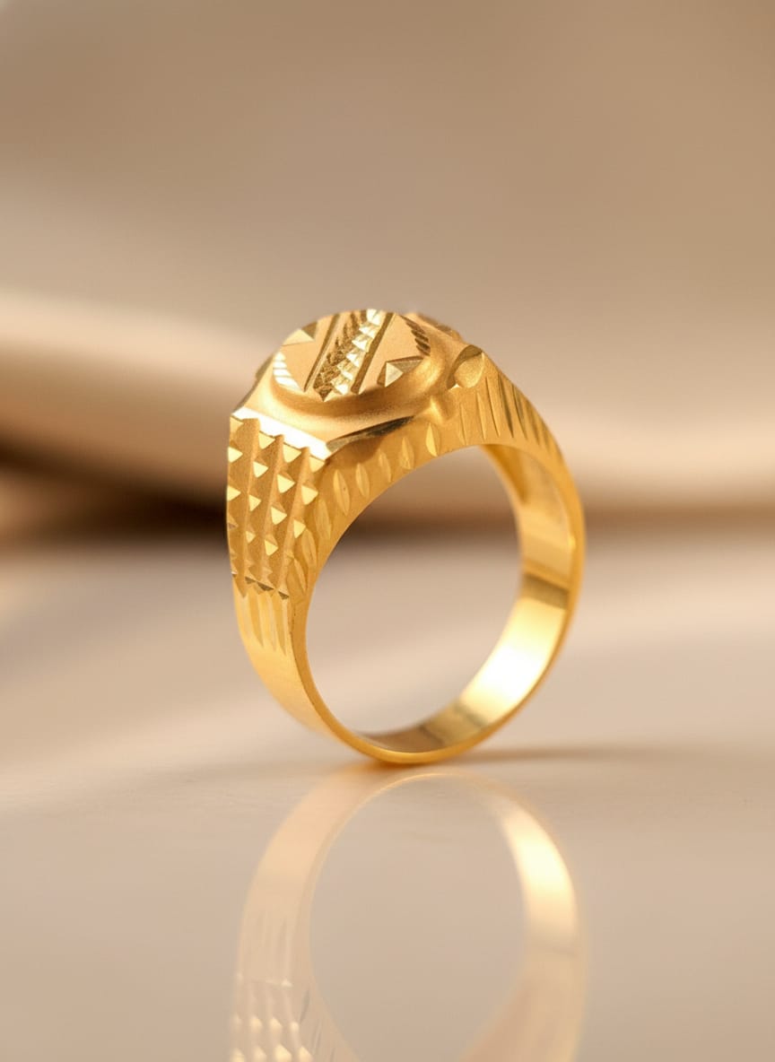 22 Karat Gold Textured Signet Ring – 2.31g