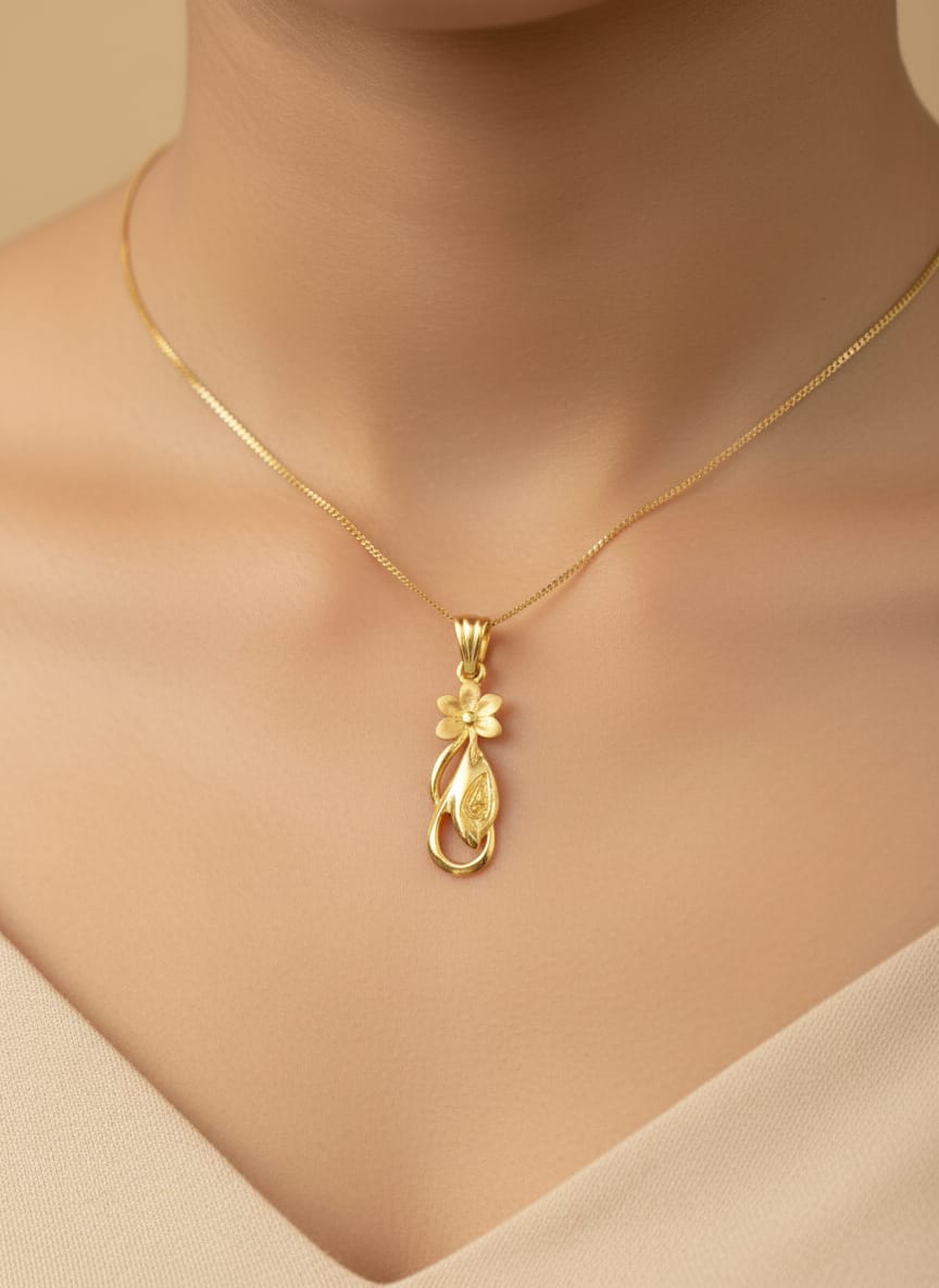 22K Gold Floral Drop Pendant – 1.45g