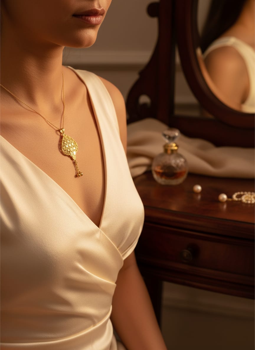 21K Gold Ornamental Drop Pendant – 2.23g