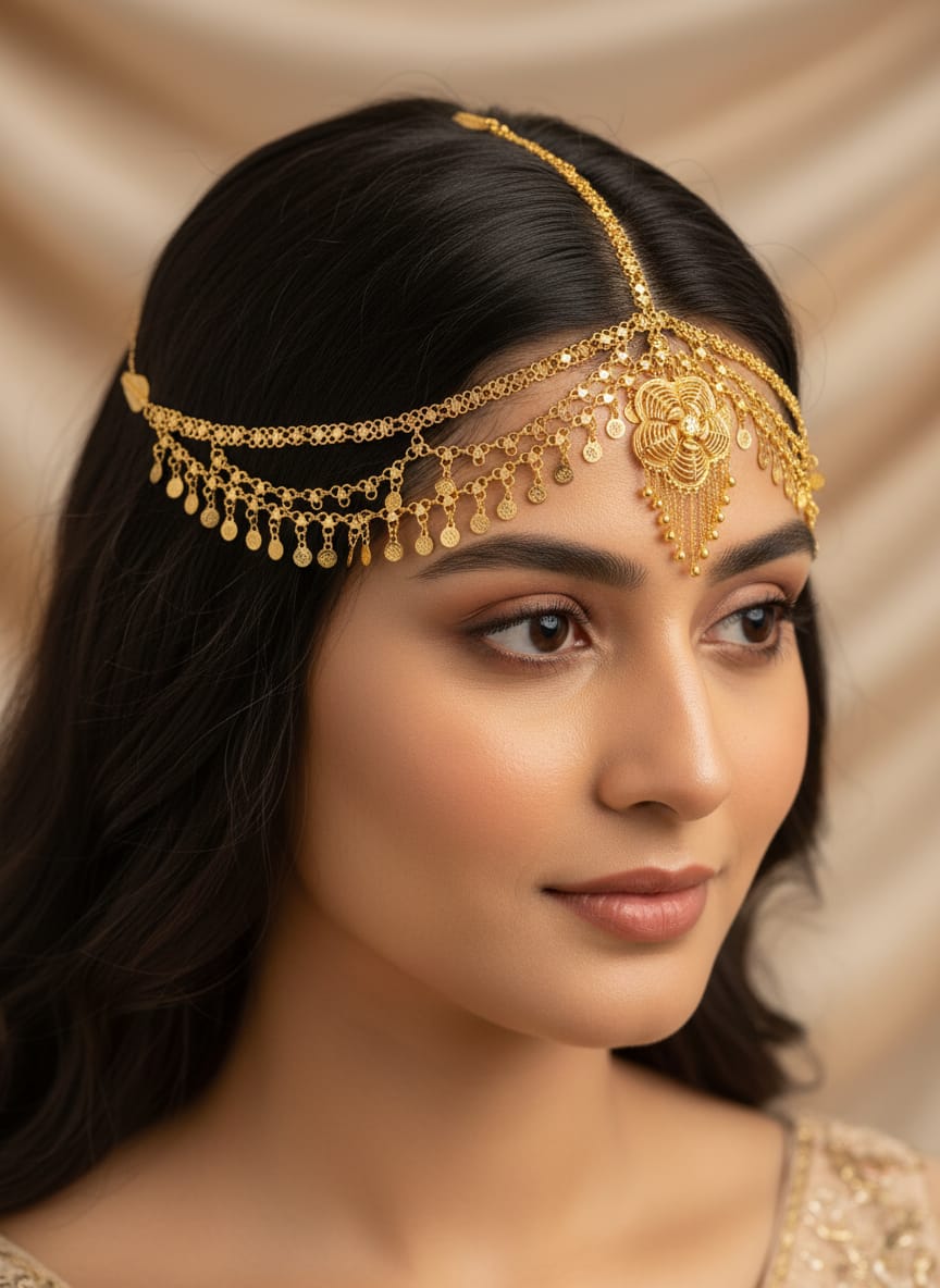 21 Karat Gold Grand Bridal Mufruq Headpiece – 29.51g
