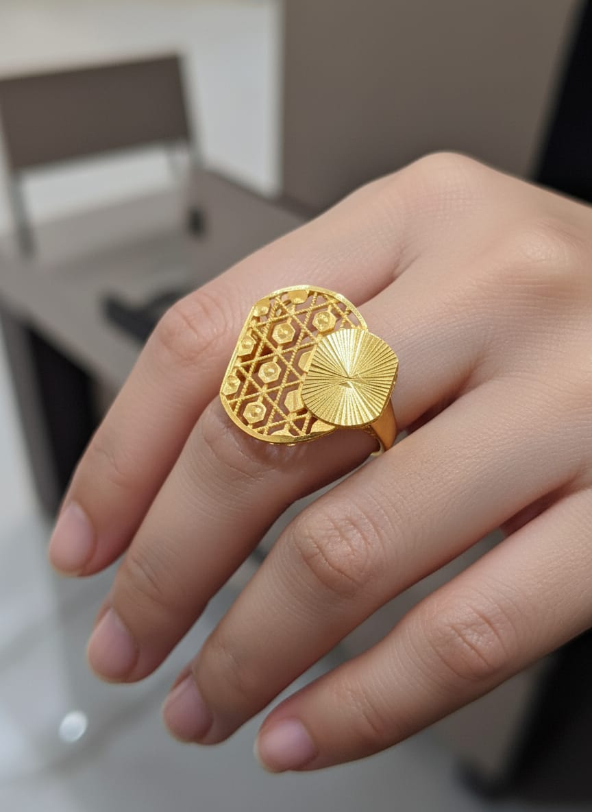 22 Karat Gold Dual Design Statement Ring – 2.98g