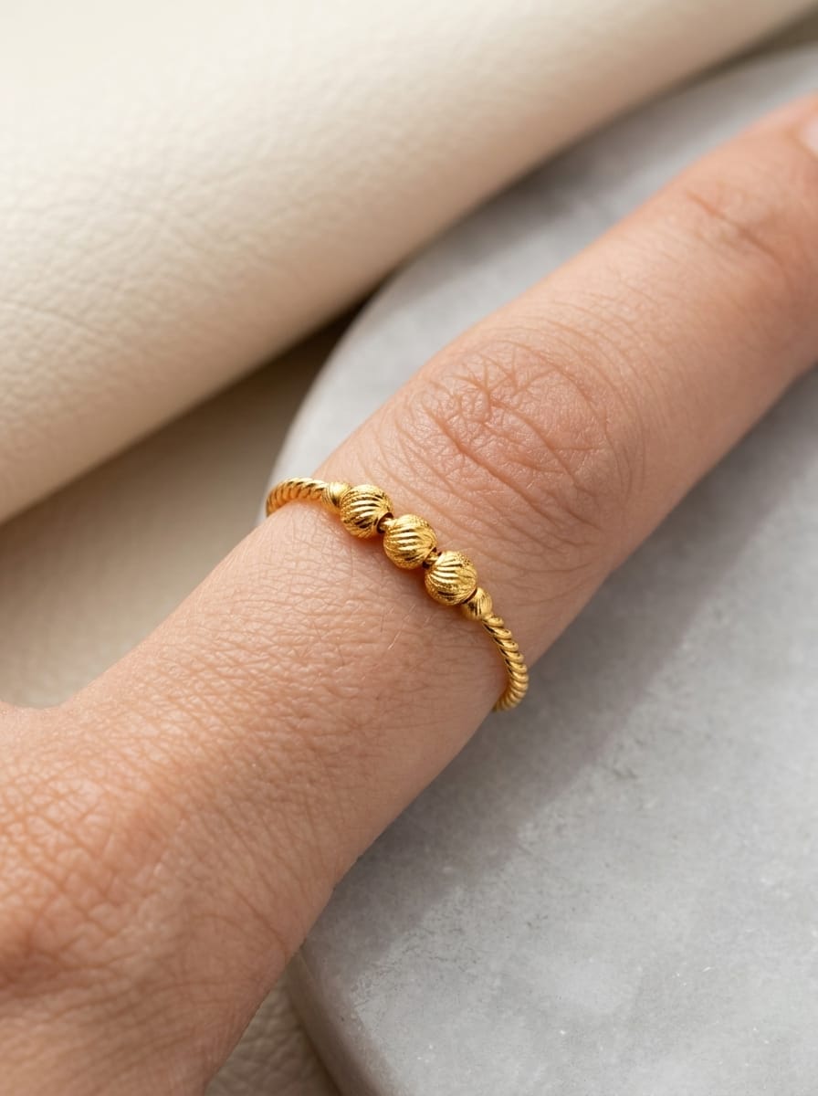 22 Karat Gold Twisted Bead Ring – 1.18g