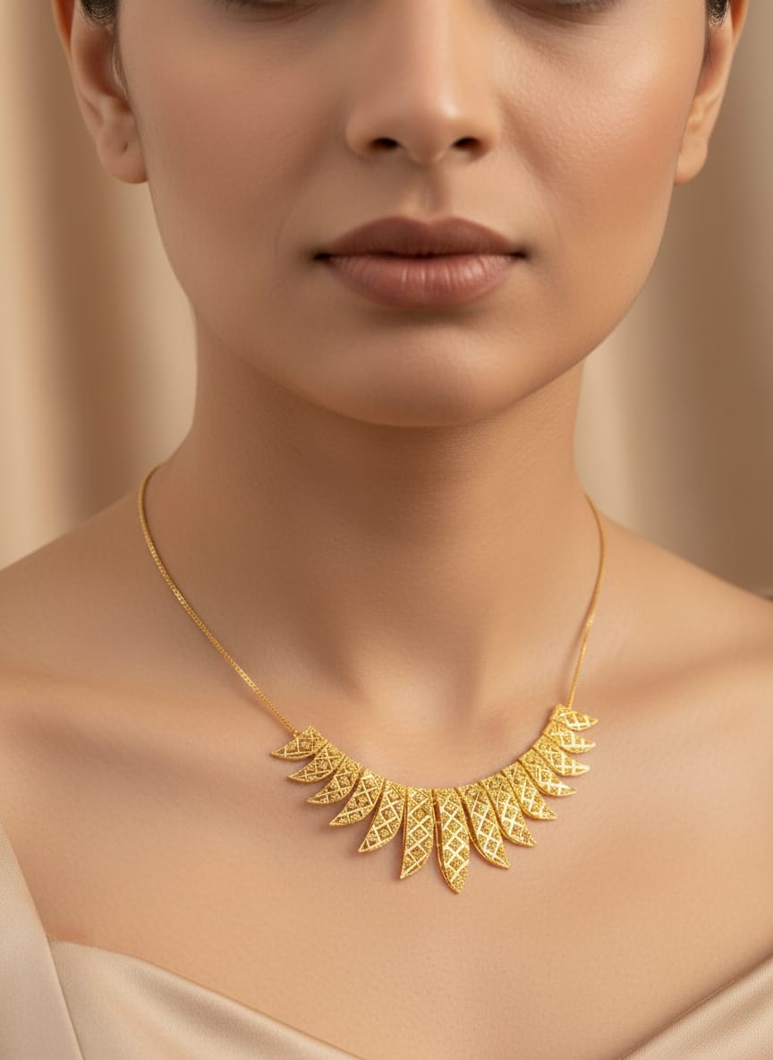 22K Gold Regal Leaf Necklace – 9.04g